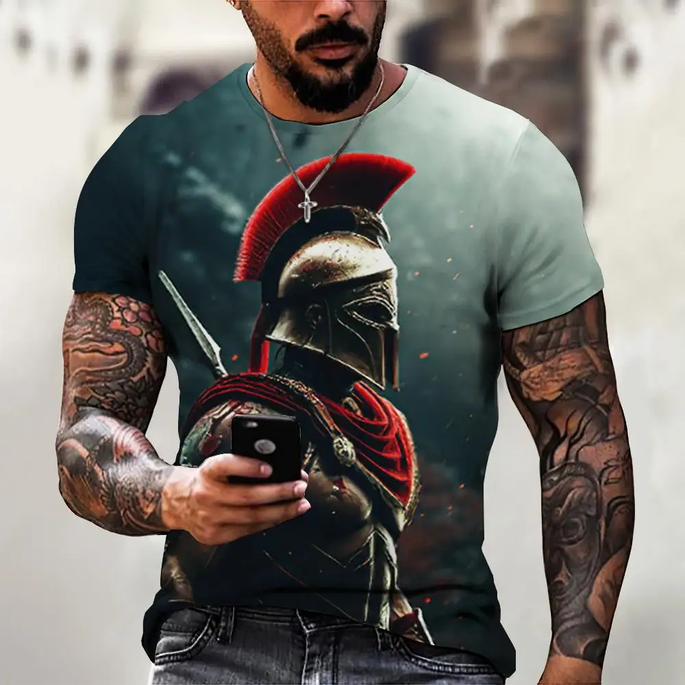 Sparta Graphic Tee Mens T-shirt for Men Clothing Oversized Tee Shirt Man T-shirt 3D Print Summer Tops Casual Short Sleeve Street