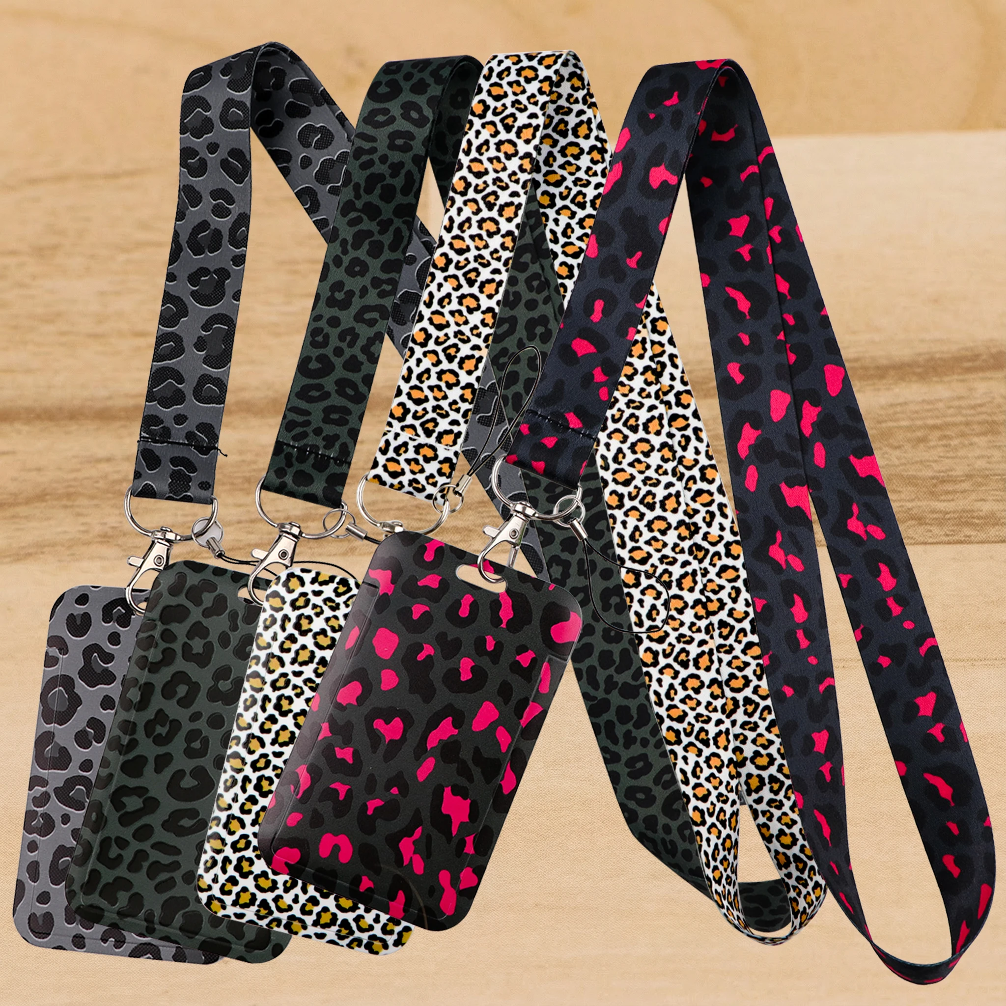 Leopard Prin Trendy Credential Holder Animal Lanyards for Key Neck Strap For Card Badge Gym Keychain Keyring Accessories Gift