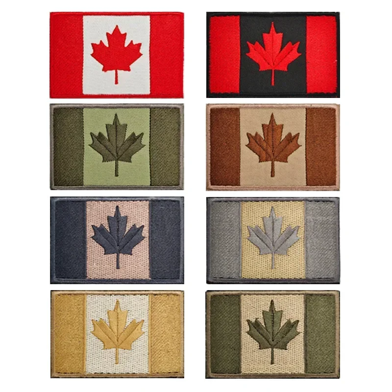 Canada Flag Patch Maple Leaf Multicolor Embroidery Badge Hook and Loop Patches for Clothes Tactical Backpack DIY Arm Badge