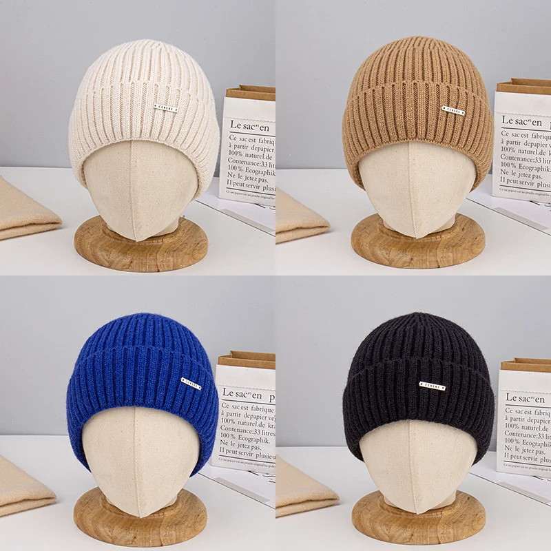 

Beanies For Woman Winter Cashmere Knitted Thicken Warm Skullies Hat Female Portable Outdoor Ski Earflap Caps Solid Couple Hat