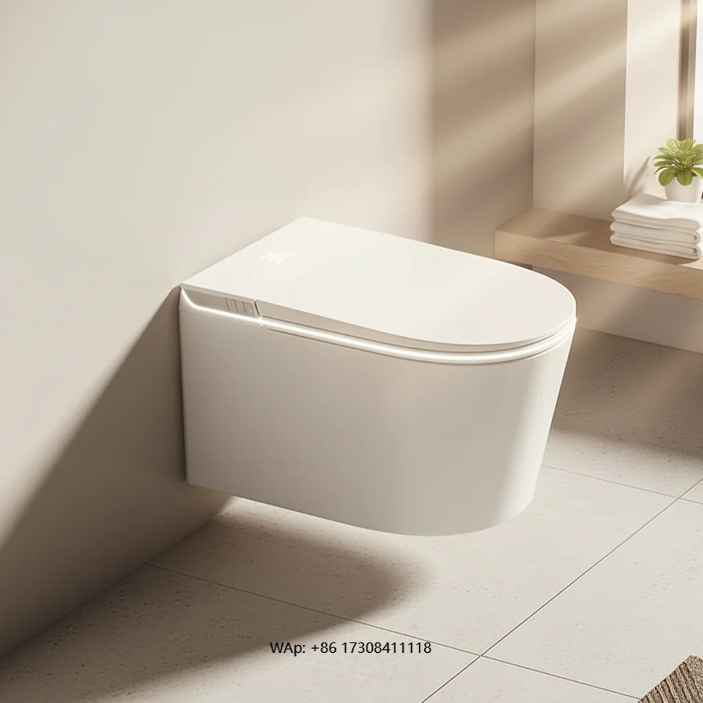 110V ~ articles sanitaires de conception moderne support mural arrière toilette intelligente tenture murale en céramique télécommande intelligente