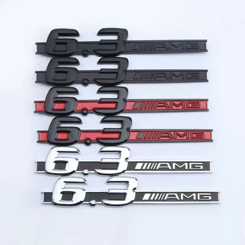 

1X ABS Chrome Matte Glossy Black Red 6.3 Fender 6.3AMG Emblem Badge Car sticker for MB W207 W211 W212 W204 W205 C63 E63