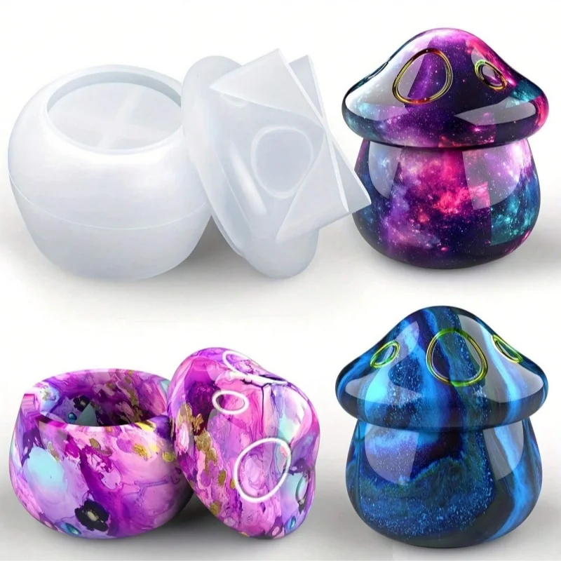 

Jar Resin Mold Mushroom Jar Silicone Mold With Lid For Epoxy Casting For DIY Jewelry Storage Bo Candy Container Home Decoration