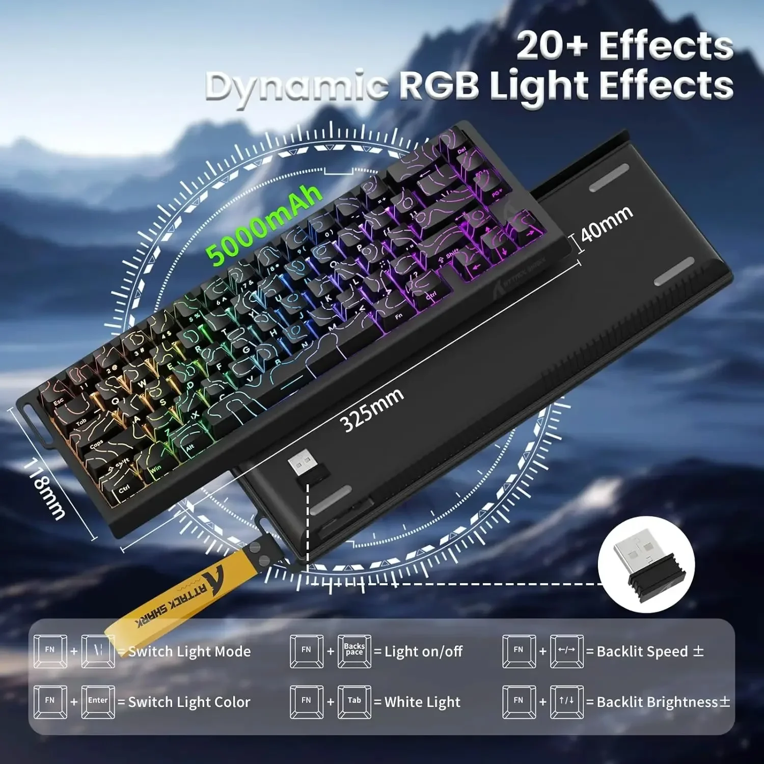 Attack Shark X68PRO HE Wireless Gaming Keyboard - 8000Hz Polling Rapid Trigger Hot-Swappable Magnetic Switches RGB for PC/Mac