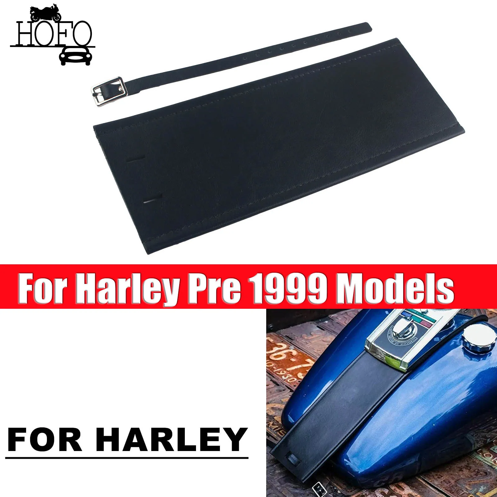 

Motorcycle Gas Tank Panel Bib Black Plain Leather For Harley Softail FXST FXSTC