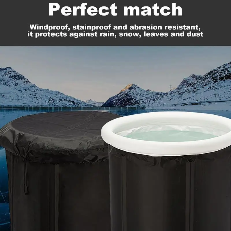 Tub Cover Dustproof Bathtub Cover With Drawstring Ice Bath Insulated Cover Windproof For Hot Water Bath Outdoor Ice Bath Tub