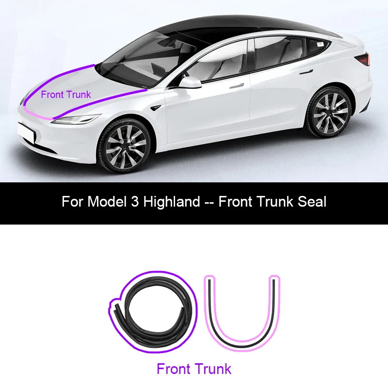 Für Tesla Model Y Juniper Türdichtungsstreifen, schalldichter Gummi-Dichtungsstreifen für die Abdichtung von Highland B-Säulen, Geräuschreduzierung