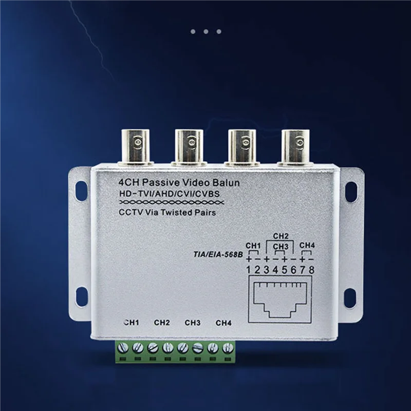 2X Balun فيديو سلبي لكاميرات TVI CVI CCTV عبر أزواج ملتوية UTP Video Balun 4CH جهاز إرسال واستقبال BNC إلى UTP RJ45(4CH)