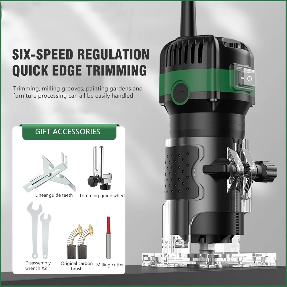 

800W Wood Router Machine 6 Speed Electric Trimmer Engraving Slotting Tool DIY Milling Cutter High Power