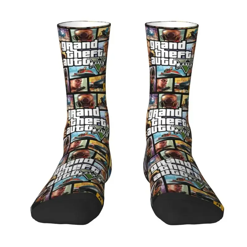 Adventure Game Grand Theft Auto Men Women Male Crazy Crew Socks Unisex Fun GTA Spring Summer Autumn Winter Dress Socks