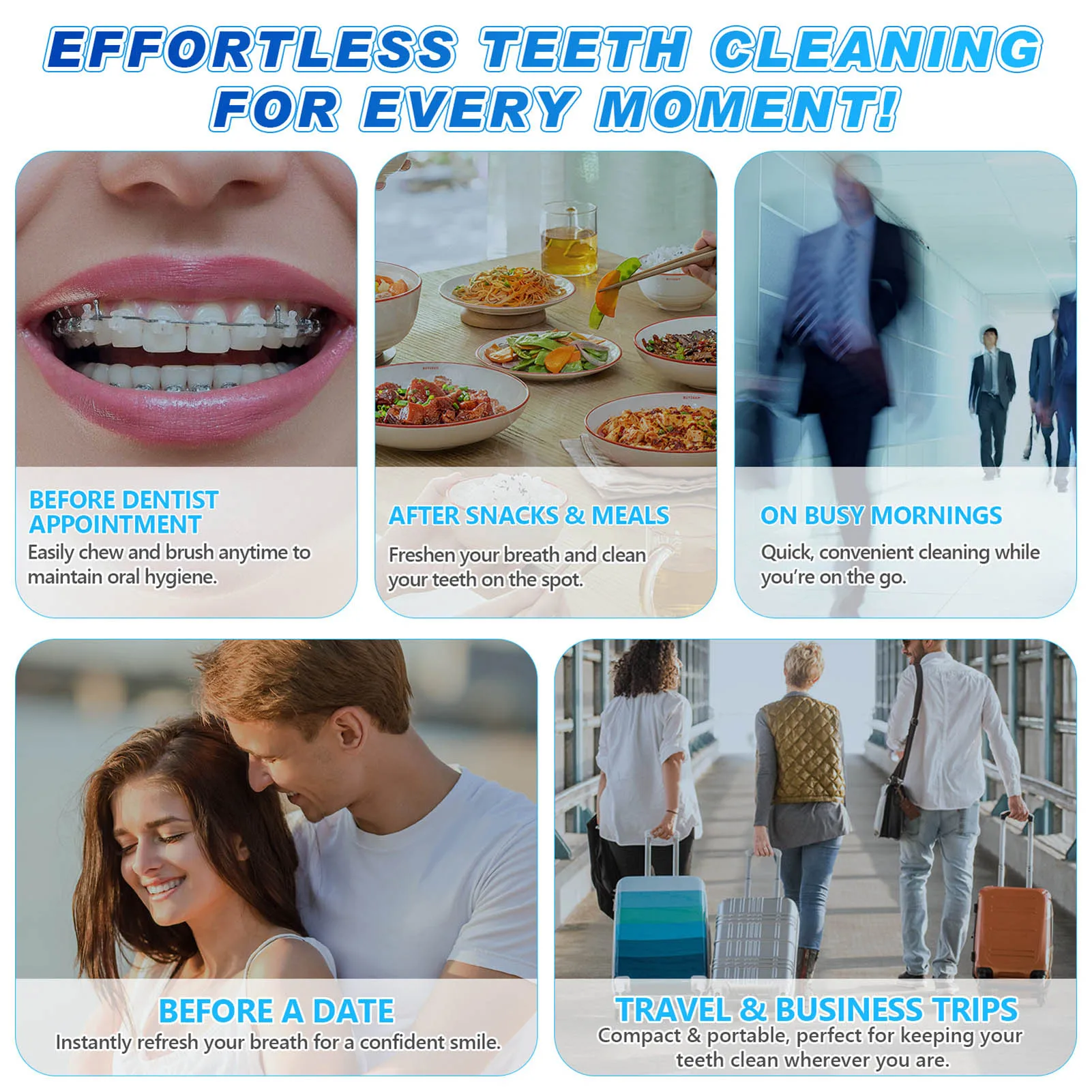 Chewable Toothpaste Tablets Eco-Friendly Travel Toothpaste Tabs for Home Families Oral Health Care