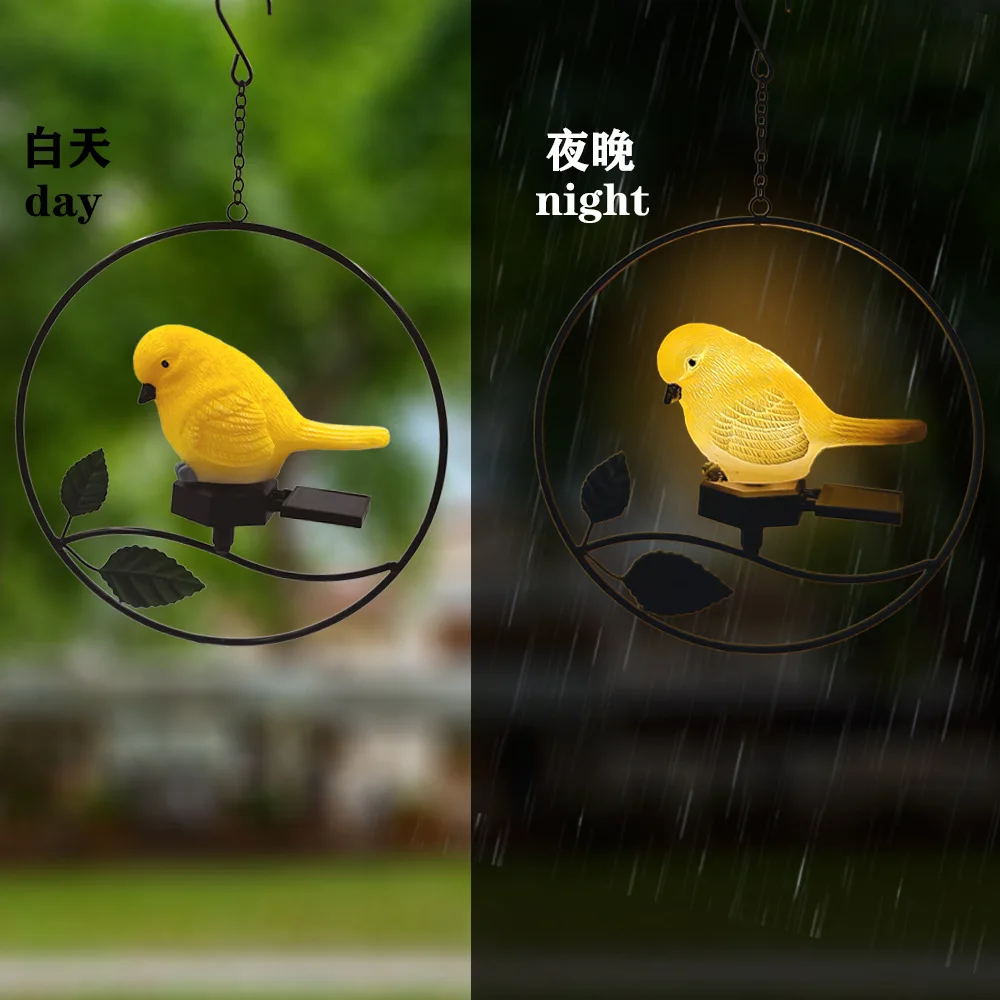 

Современное украшение двора, смола, маленькая птица, подвесные светильники с колокольчиками, солнечные светодиодные сенсорные светильники, садовые пейзажные фонари для газонов