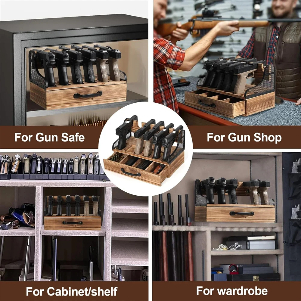 Soporte de madera ajustable para pistolas en caja fuerte seguro - imagen 2