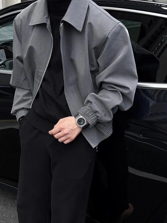 

Large Size 300 Pou Cleanfit Retro ort Suit Jaet Men's Spring Autumn American Sle oulder Jaet Zipper Closure Casu...