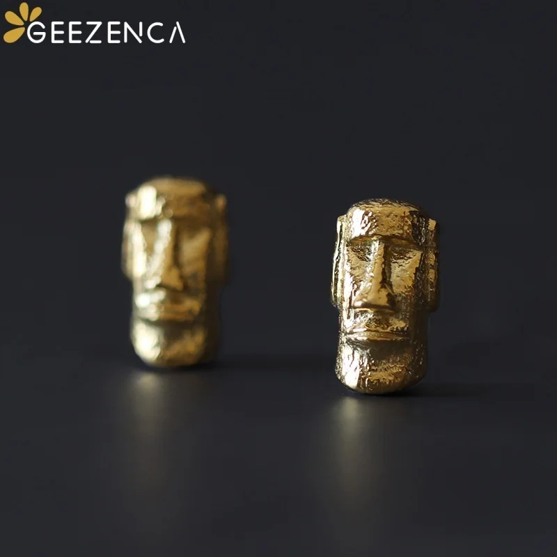 

GEEZENCA стерлингового серебра 925 пробы 3D статуя маленькие серьги-гвоздики унисекс для женщин и мужчин модные художественные уникальные массивные серьги подарок на вечеринку