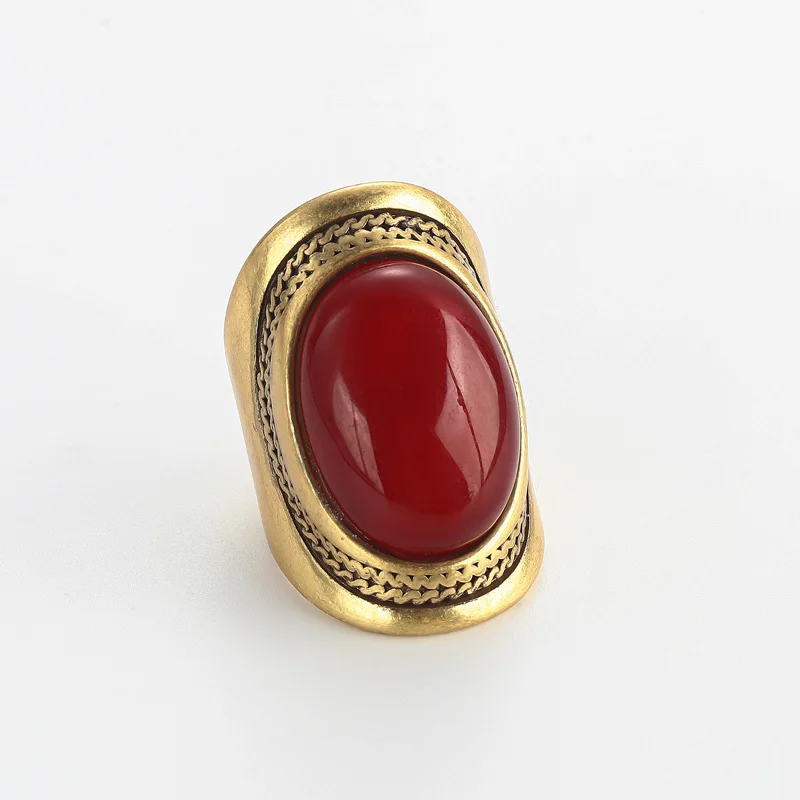 Vintage große ovale Ringe aus natürlichem Stein in Rot für Damen, eleganter Cabochon in Goldfarbe, hochwertiger Designer-Schmuck, luxuriös, zum Jahrestag 2026