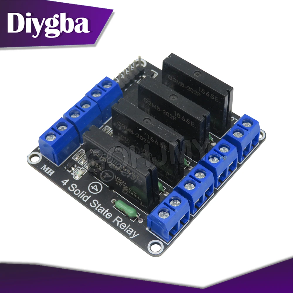 Low Level 5V 4 Channel Solid State Relay Module SSR G3MB-202P 240V 2A Output with Resistive Fuse DIYGBA