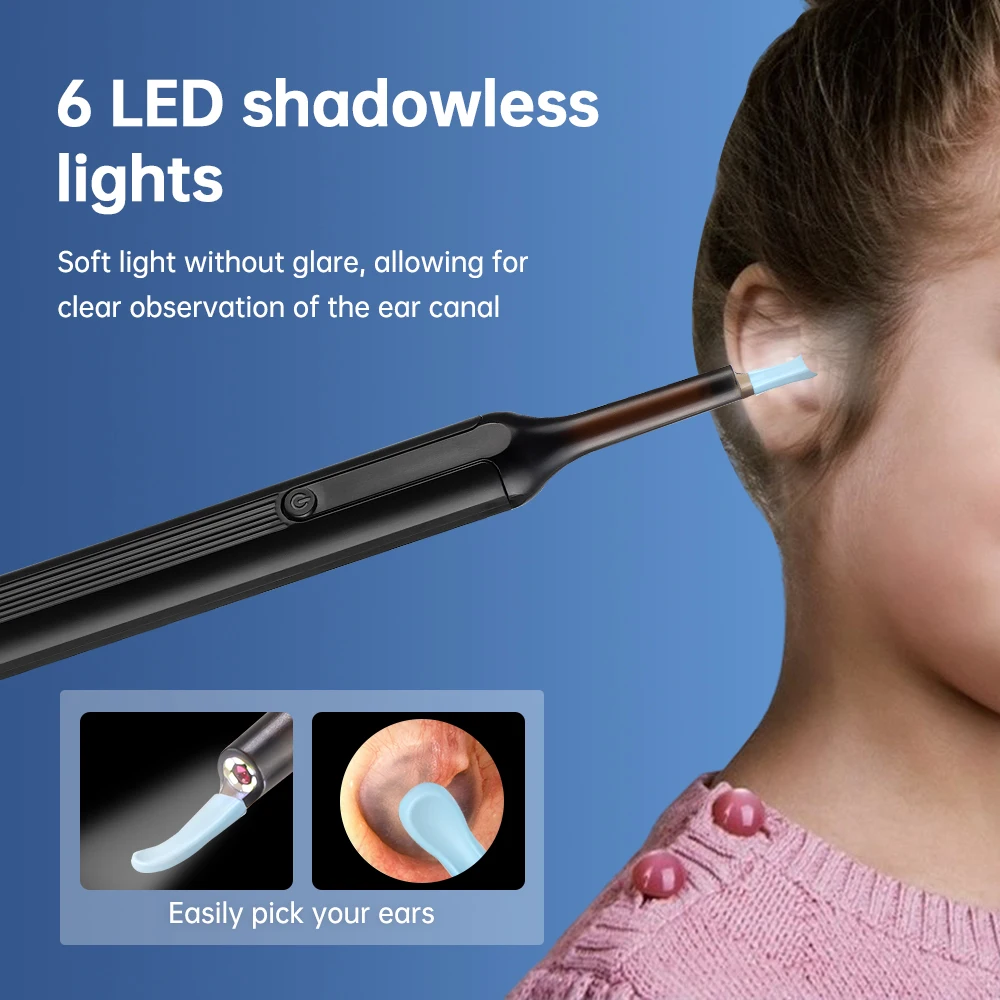 Smart Visual Ear Cleaner With Camera 6 LED Lights 3.0mm Lens Ear Wax Removal Tool Health Care Ear Cleaner Kit Earpick Gifts