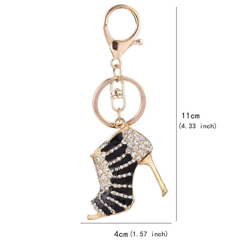 Fashion Rhinestone High Heel Shoe Keychain Ladies Crystal Sandals Keyring Handbag Car Pendant Accessories For Girls Women Gifts