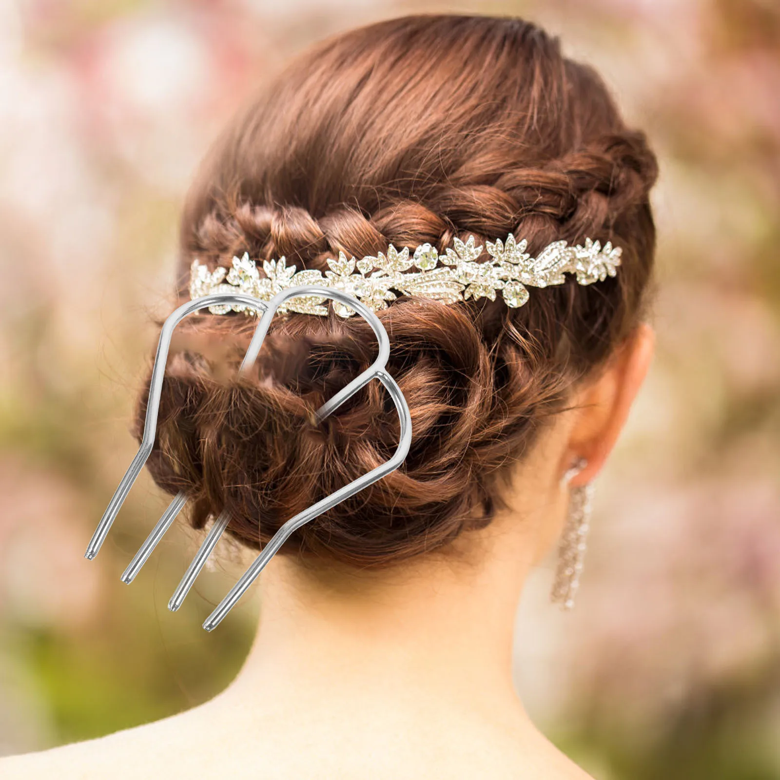 

2Pcs Metal Crown Hairpin Retro Vintage Hair Stick Side Comb Stylish Hair Accessories for Women Girls Side Hairpin