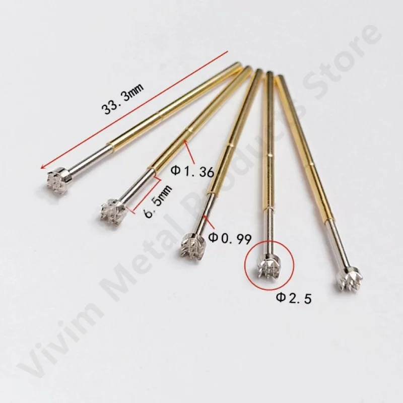 100 sztuk P100-H5 33.35mm 9-claw kwiat śliwy głowy Dia 2.5mm igła wiosna sonda testowa P100-H Dia 1.36mm Circuit Board narzędzie testowe