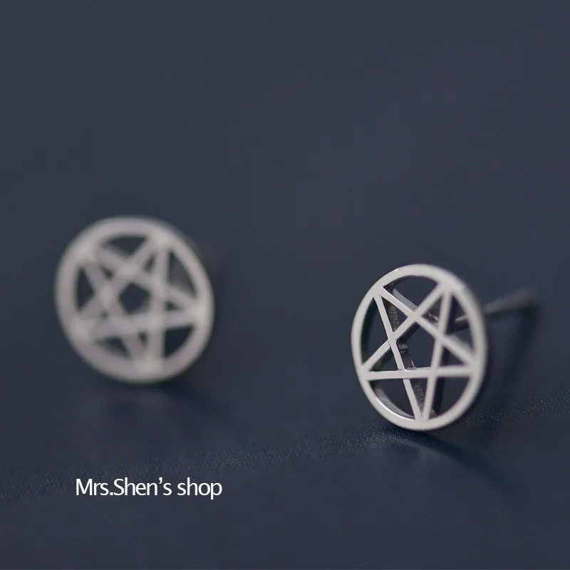 Mystical Pentagram Earrings for Women: Timeless Silver Color Studs Embracing Magic and Mystery in a Stylish, Modern Design