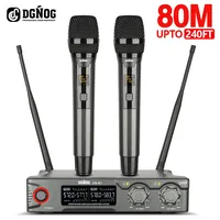 US-81 Dual Wireless Microphone System Professional UHF 2 Channels Karaoke Mic Handheld 80M For DJ Home Party Show Church Stage