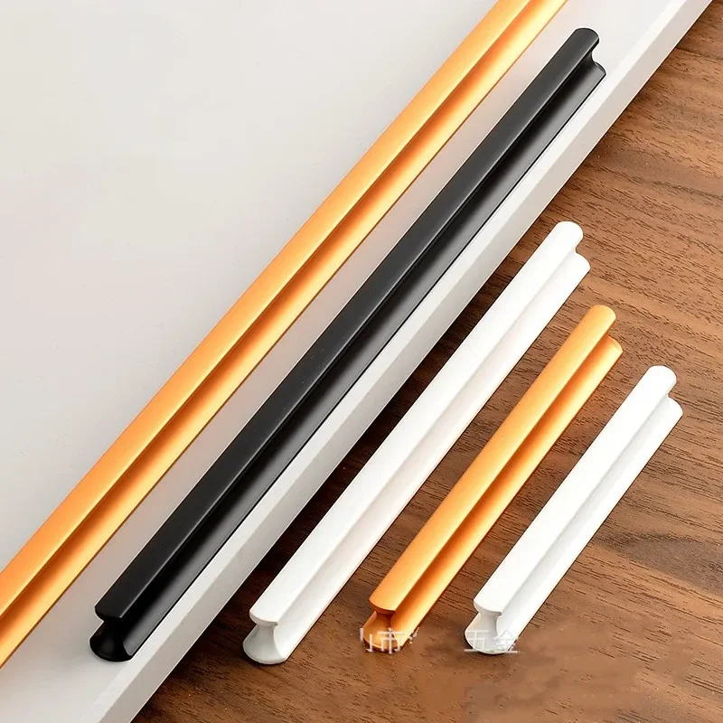 Simple Cabinet Door Pulls Wardrobe Drawer White Black Gold Solid Aluminum Alloy Handles for Furniture Hardware 1PC