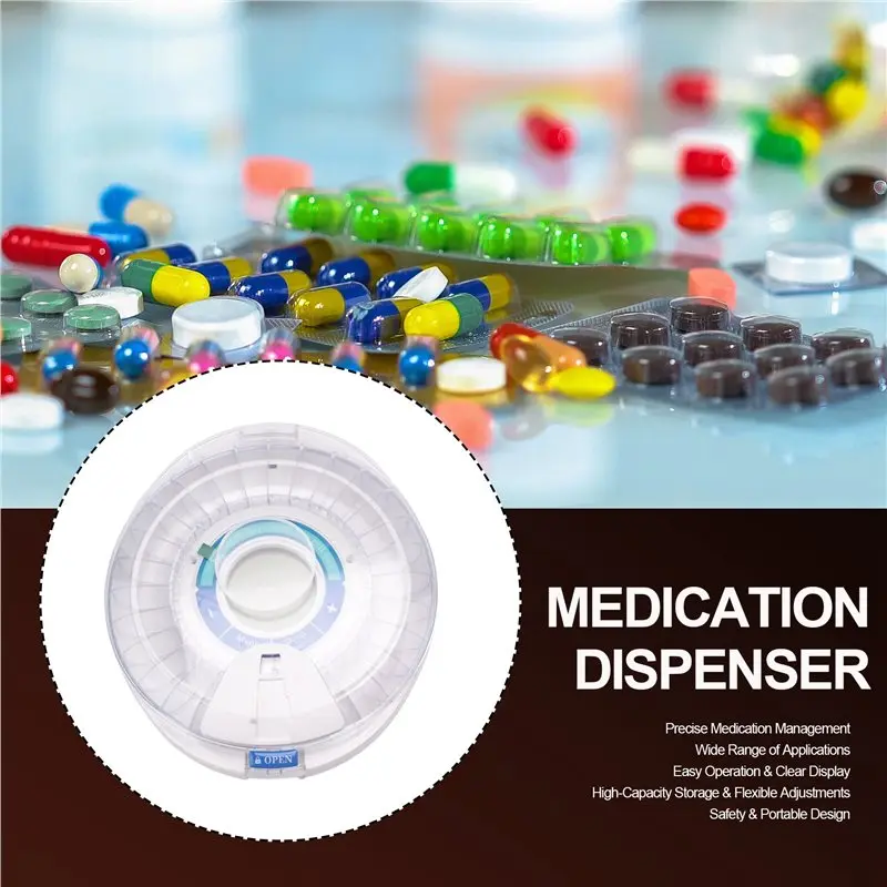 A68P-Automatic Pill Dispenser For Elderly With Alarm, 28-Day Electronic Locked Pill Box, Sound&Light Reminders