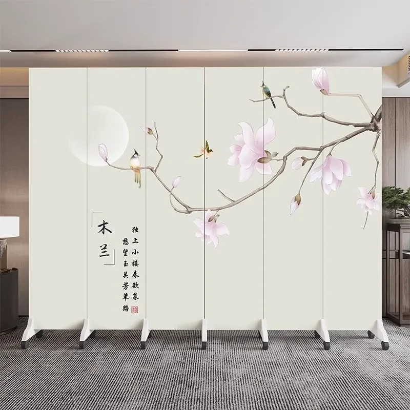 Chinese Folding Office Partition Screen Mobile Room Divider Curtain for Hotel Restaurant Indoor Home Living Room Privacy