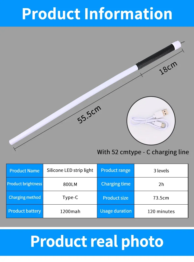 Hochhelle LED-Streifenleuchte 73cm Flexibler Silikon-LED-Taschenleuchte Professionelle Arbeitsleuchte Tragbares Autoreparaturwerkzeug – Detail 13