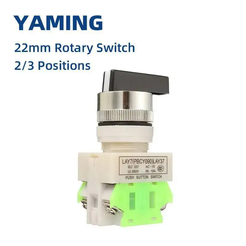 

22mm Rotary Switch Two/Three Position Selector Push Button Switches LAY37 With 4 Screws Terminals ON-OFF / ON-OFF-ON