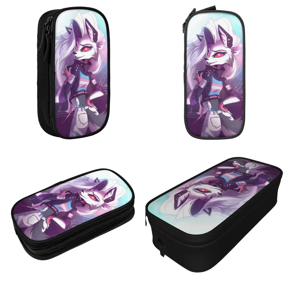 Imagem -02 - Helluva Boss Loona Lápis dos Desenhos Animados Lápis Anime Pen Box Kids Grande Capacidade Lápis Bolsas Papelaria Cosmética Moda