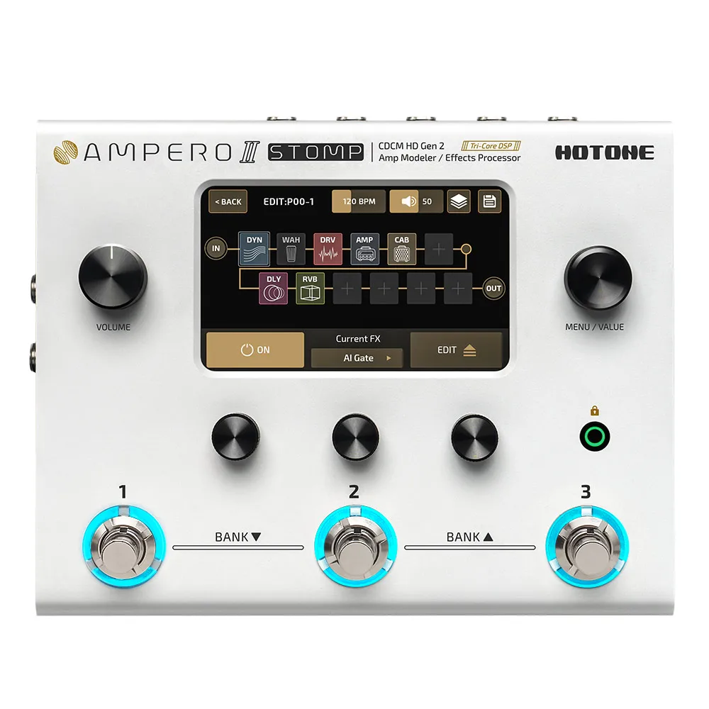 

Hotone Ampero II Stomp Multi-Effects Pedal Processor MP-300 EU US Power Plug