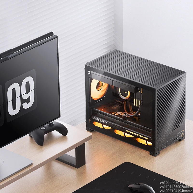 

D32PRO Настольный корпус Mini MATX со стеклянной стороной через 240, небольшой корпус для компьютера Type-C с водяным охлаждением