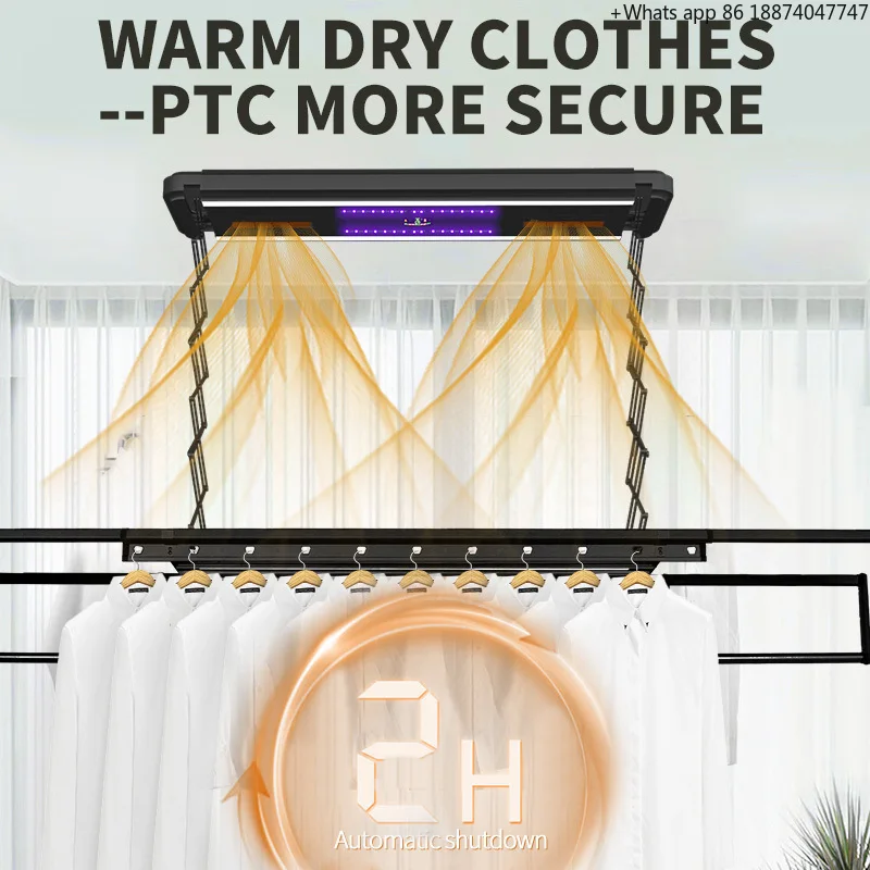 Electronic Automatic Display Screen Folding Ceiling Aluminum Clothes Dryer Board Indoor Balcony Use Living Room Laundry Area