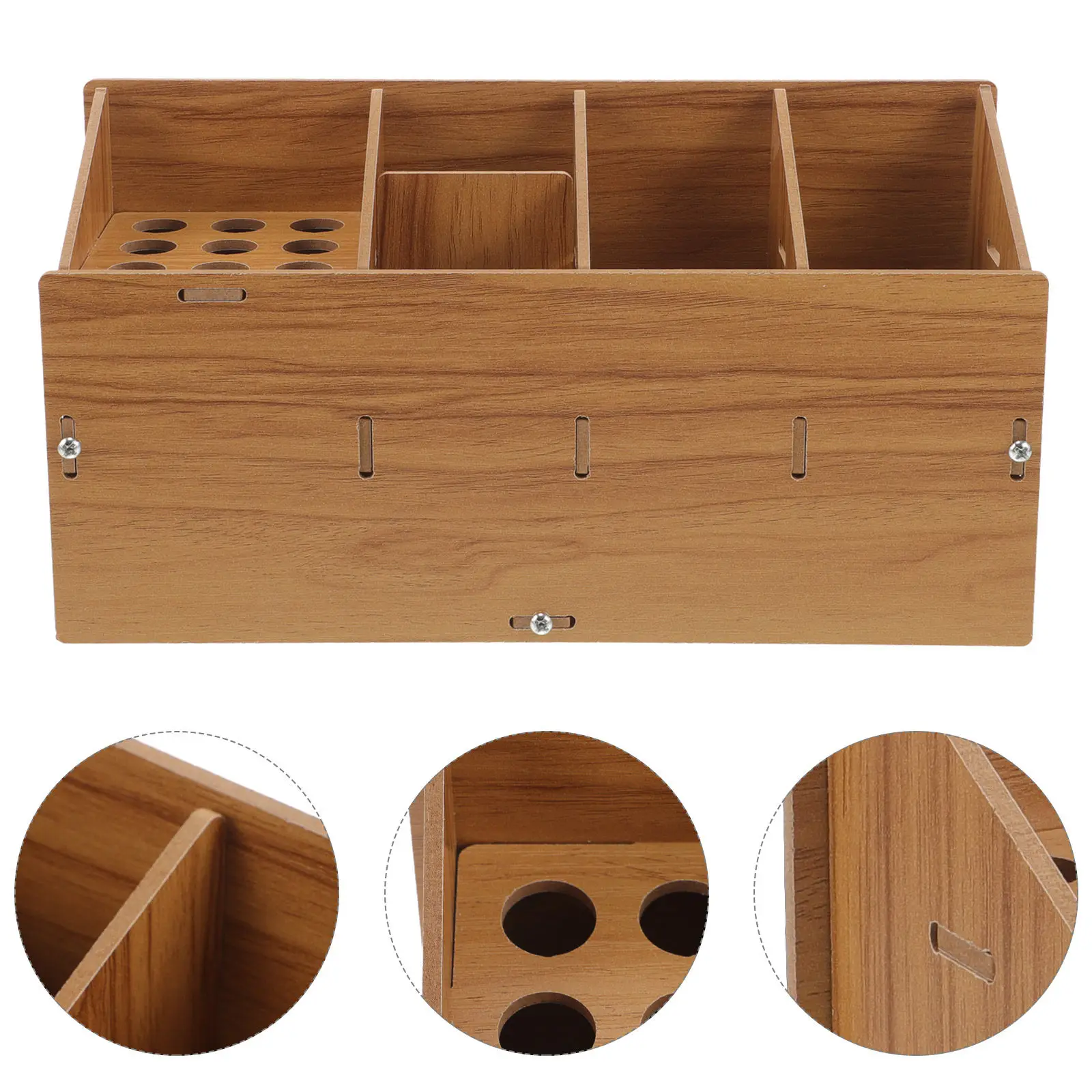 Haircut Tools Storage Box Wooden Desktop Hairdressing Tool Organizer Scissor Comb Holder Salon Supplies Hair Styling Tools