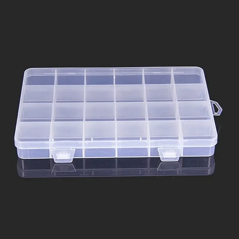 24 Grid Rectangle Plastic Jewelry Box Compartment Storage Box Case Jewelry Earring Bead Craft Display Container Organizer