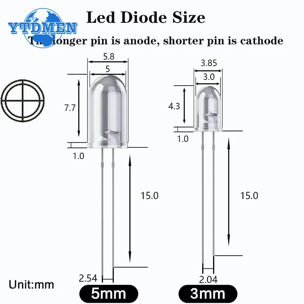 50pcs 3MM DIP LED Diode F3 Red Green Blue Yellow Orange White DIY Light Emitting Diodes Electronic Kit