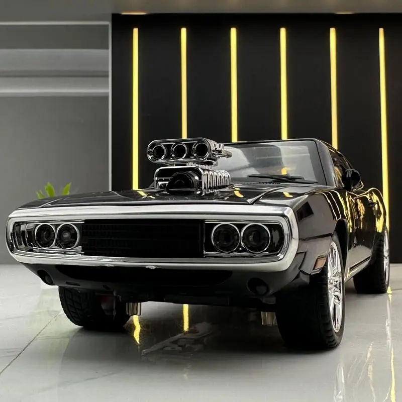 Dodge Charger-Coche de aleación de Mulle, vehículo de Metal fundido a presión y de juguete, modelo de coche deportivo, simulación de sonido y luz,