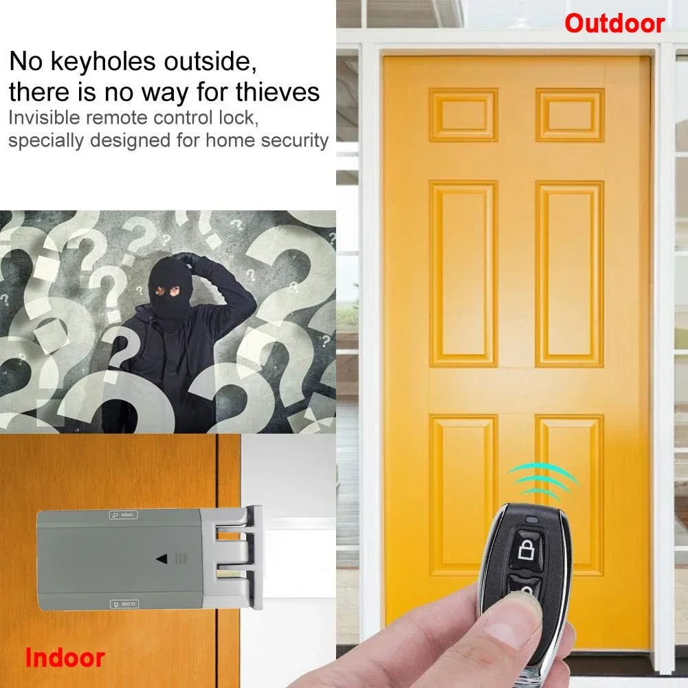 Remote Control Electric Door Lock Home Security Keyless Deadbolt Access Control System Touch Locked & Unlock