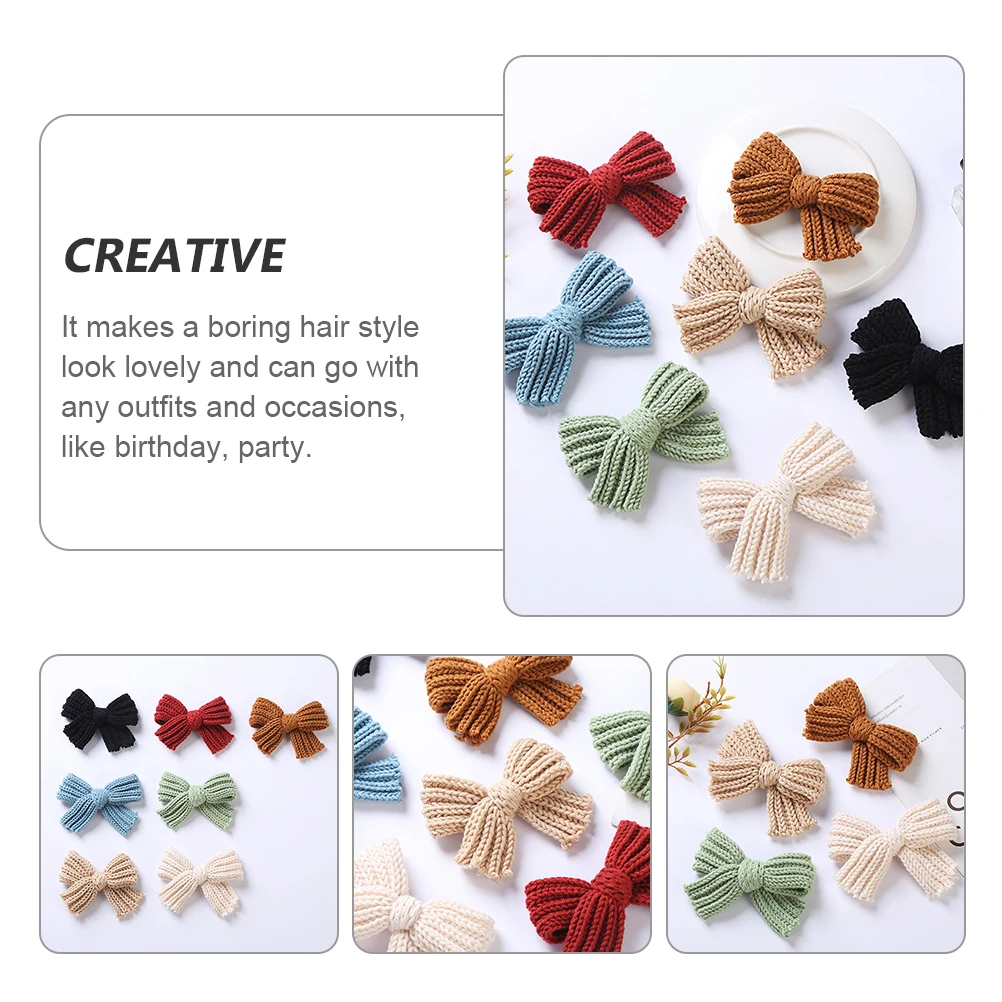 

7pcs Bow Hair Clips for Girls Fashion Wool Decorative Hairpin Headdress Bridal Party Accessories Hair Bowknot Clip