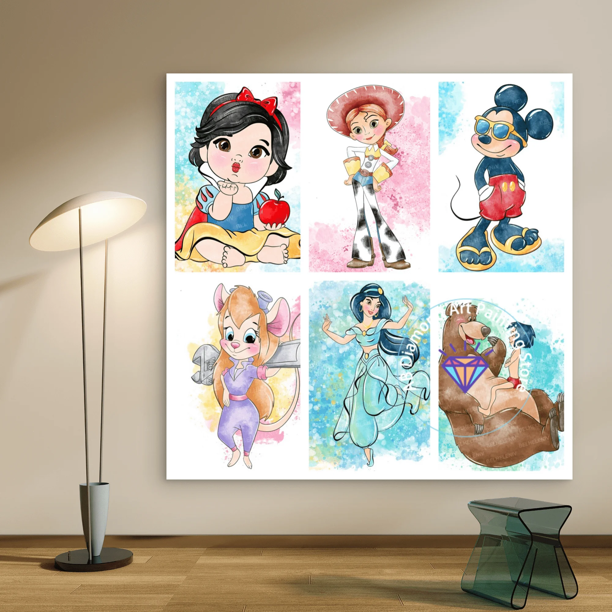 

Mickey Mouse Snow White Jasmine AB Diamond Painting Kit 5D DIY Diamond Embroidery Cross Handmade Art Gift Crafts Home Decoration
