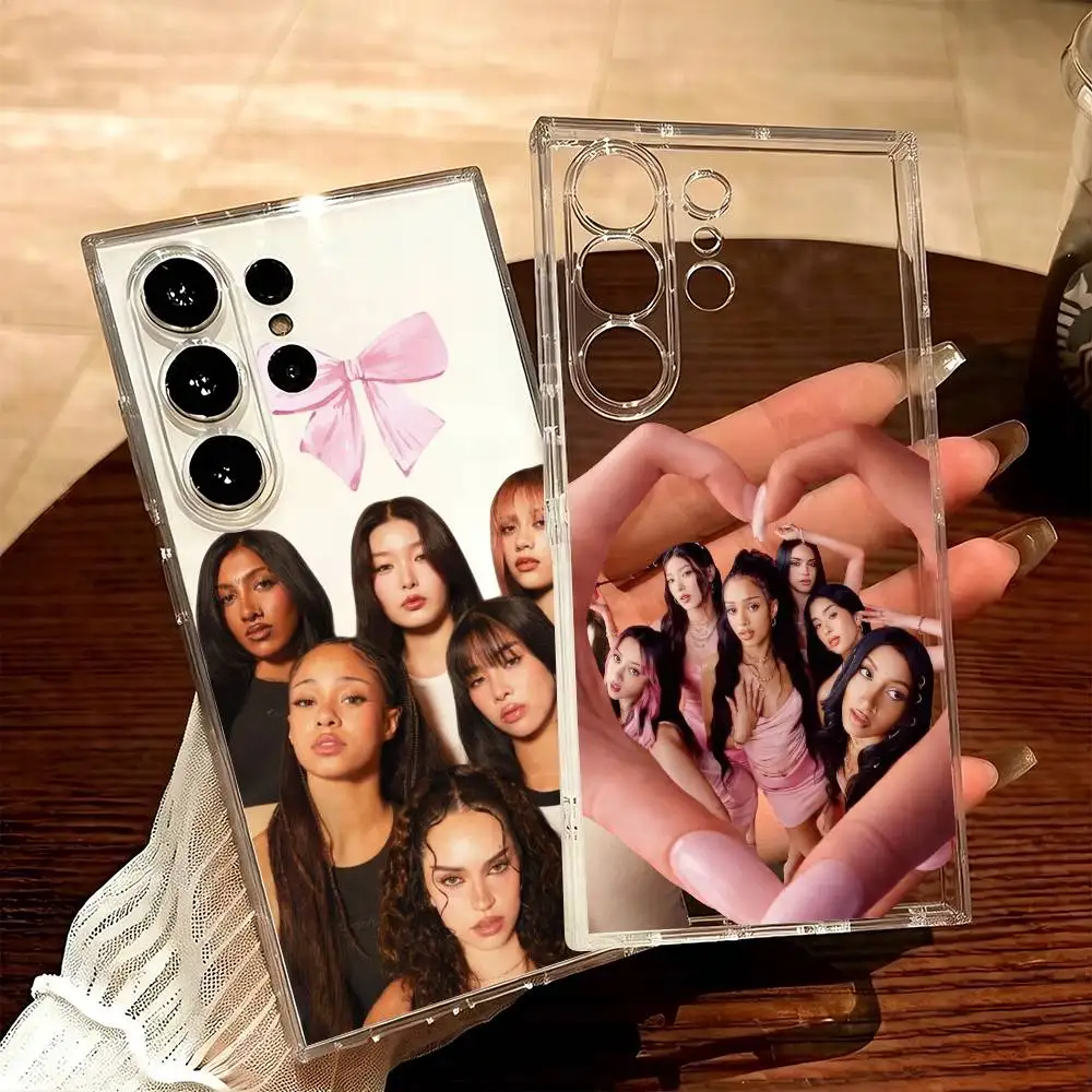 

K-KATSEYE Girl Group E-Eyekons-S Pink Phone Case For Samsung S25,S24,S21,S22,S23,S20,Ultra,Plus,lite,fe,5G Transparent Cover