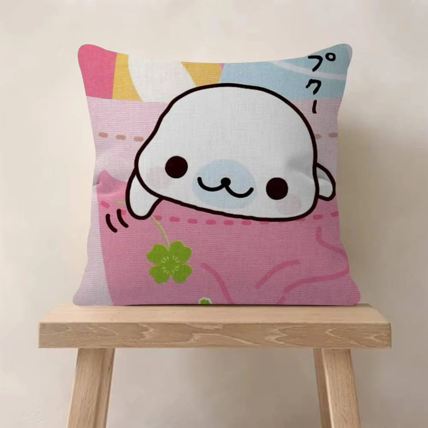 Cute Seal Sweet Dessert Print Pillowcase Home Sofa Bedroom Car Decor Gift For Kawaii Animal Fans Decorative Cushion Pillowcase