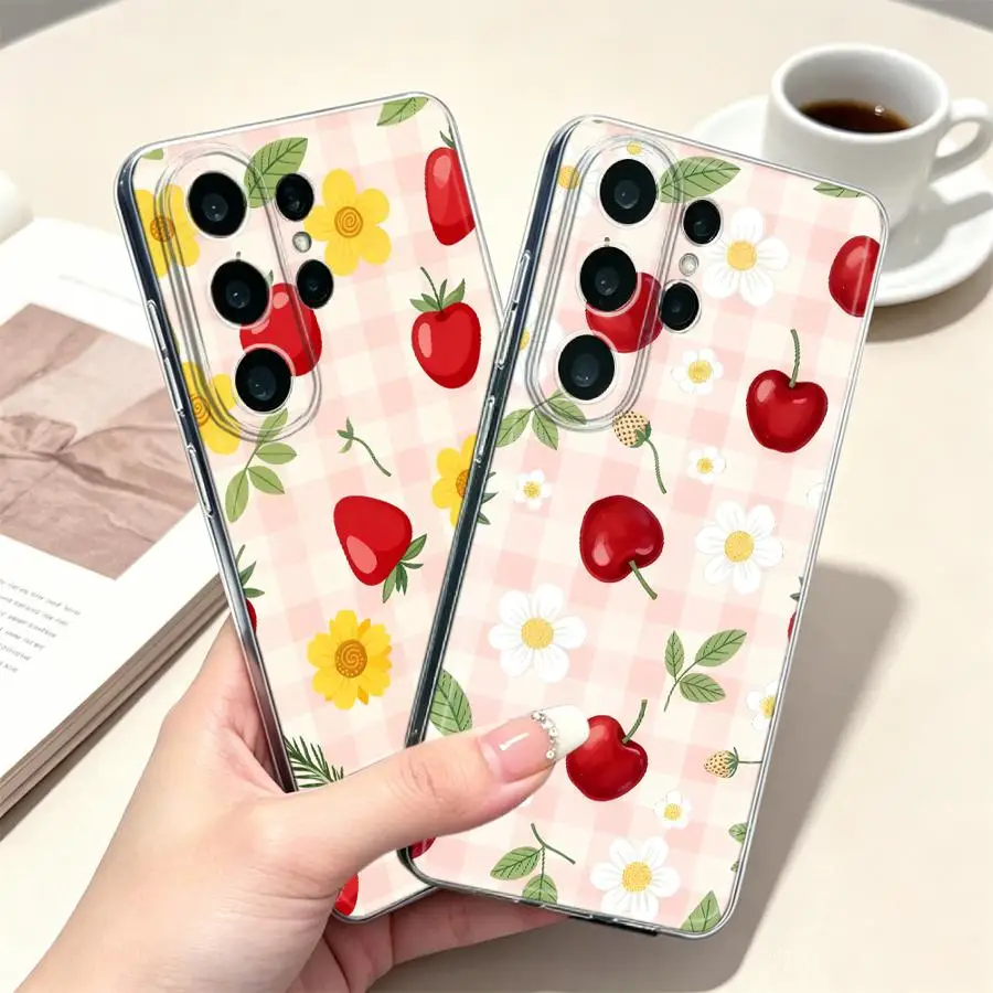 Phone Cover Case for Samsung Galaxy S26 Note 20 Ultra 10 S24 S25 Edge S22 FE S20 Plus S23 Ultra S21 Strawberry Sunflower