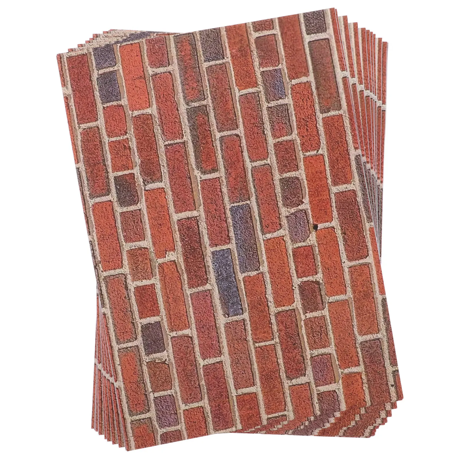 

12 листов самоклеящихся обоев для кукольного домика в масштабе 1:12, имитирующие красный кирпич, миниатюрное настенное покрытие для реалистичной отделки кирпичом