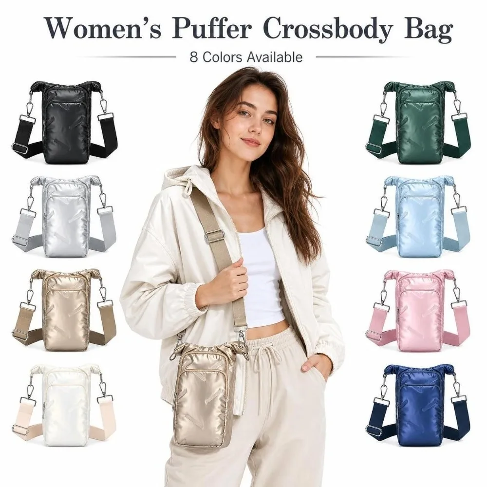 Large Capacity Water Bottle Holder Bag Adjustable Phone Purse ‌Phone Crossbody Bag ‌Quilted Water Bottle Pouch for Women