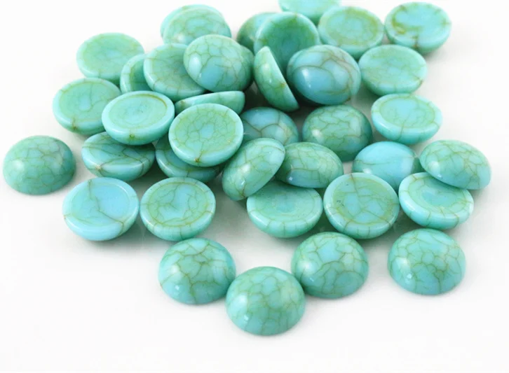 New Fashion 40pcs 12mm Green Color Flat Back Resin Cabochons Cameo  G7-34