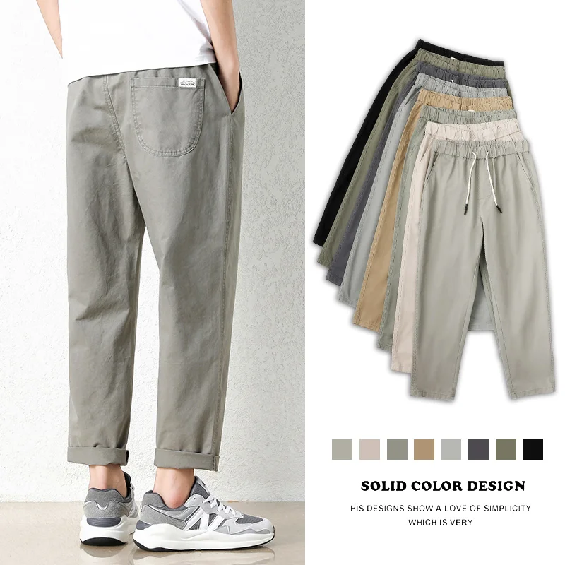 

Мужские повседневные хлопковые брюки свободного кроя для работы, весна-осень, бренд Faion, легкие, прямые, длиной девять десятых, брюки-капри